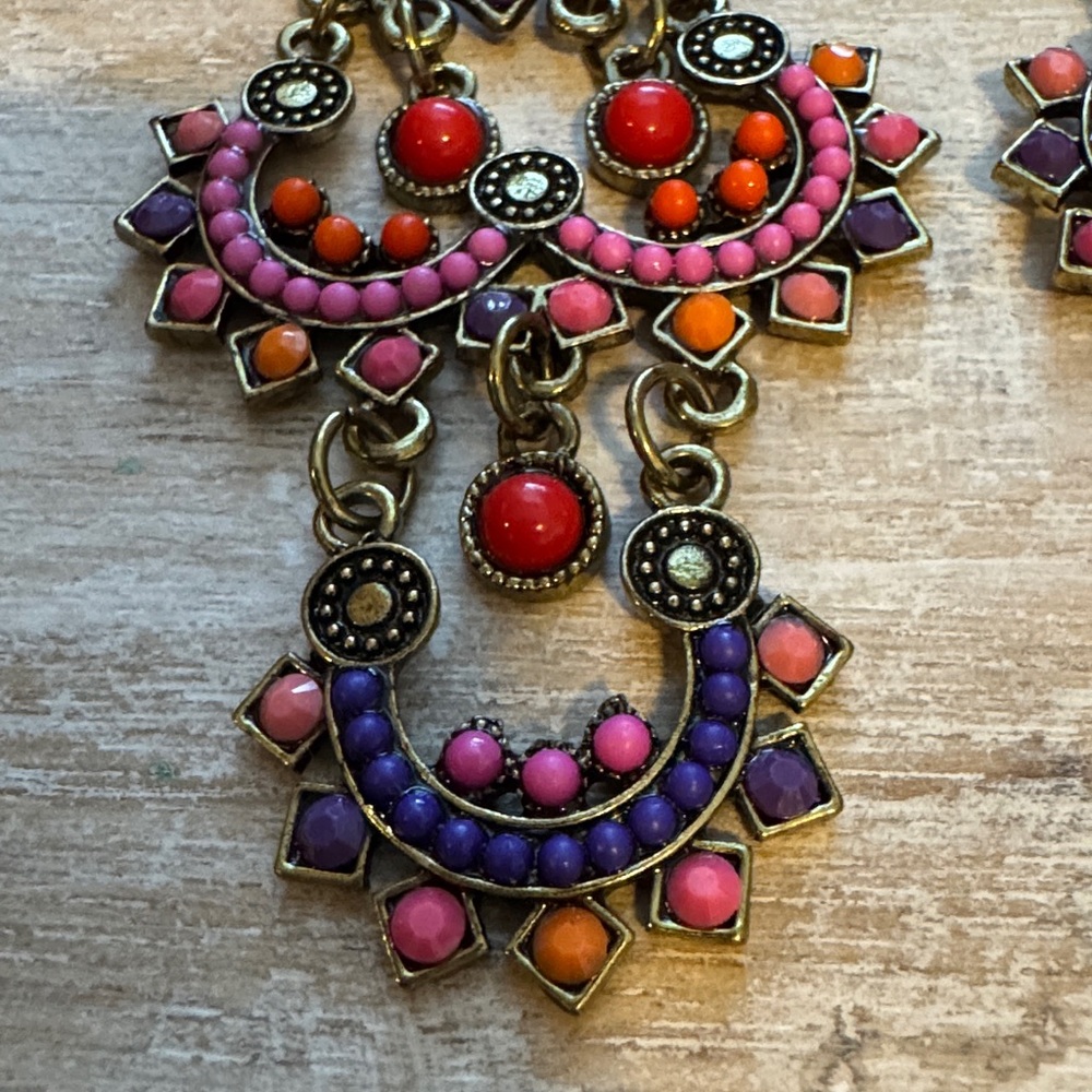 Colorful Bohemian Chandelier Earrings - Picture 4 of 5